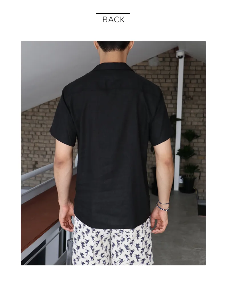 リネン混ショートスリーブオープンカラーシャツ・全5色 | 詳細画像14