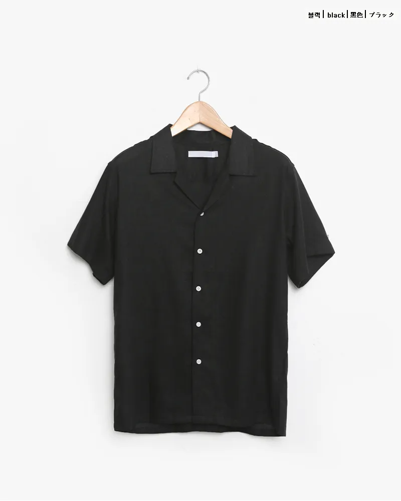リネン混ショートスリーブオープンカラーシャツ・全5色 | 詳細画像19