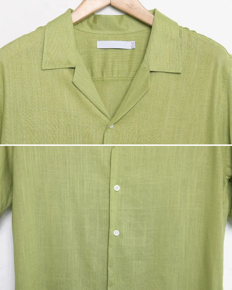 リネン混ショートスリーブオープンカラーシャツ・全5色 | 詳細画像21