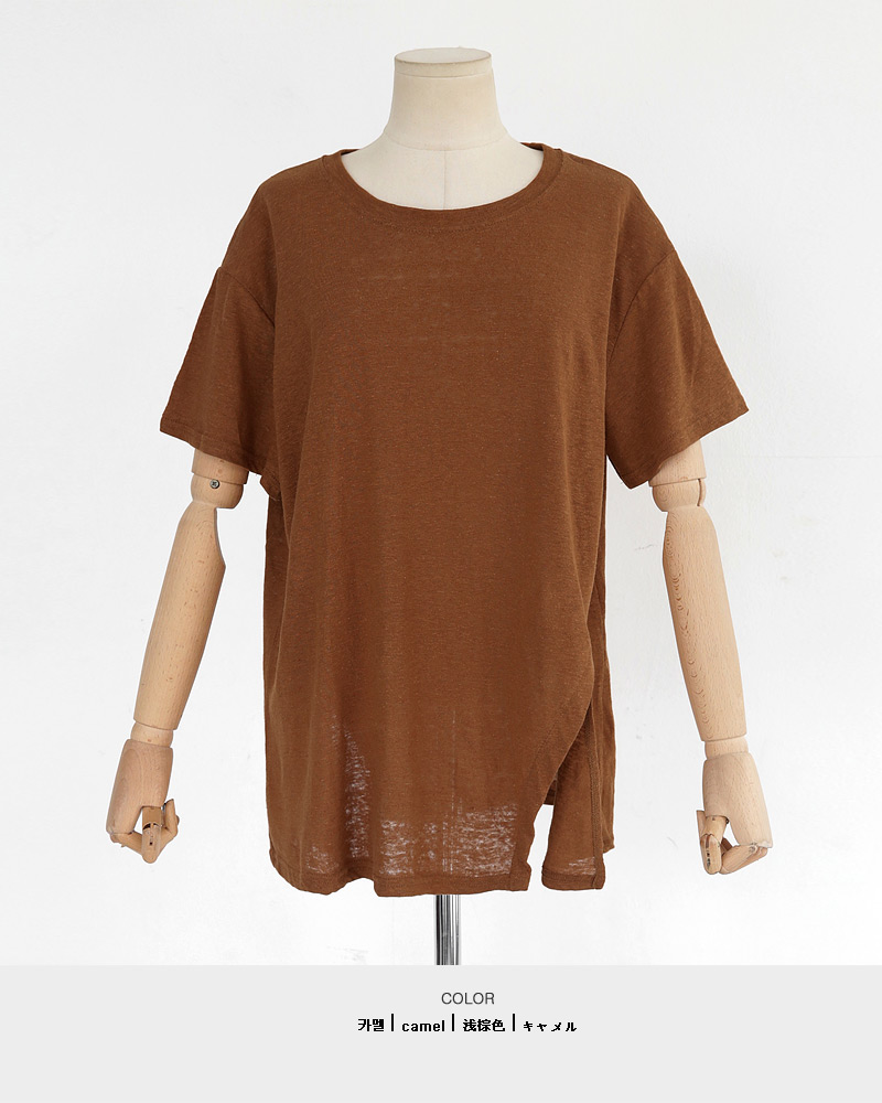 リネン混スリットヘムショートスリーブTシャツ・全4色 | DHOLIC | 詳細画像20