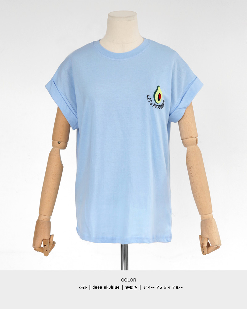 アボカド刺繍ロールアップスリーブTシャツ・全3色 | DHOLIC | 詳細画像21