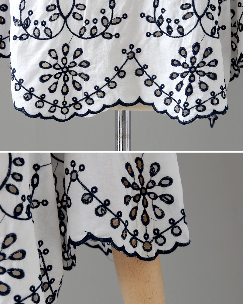 スカラップヘムパンチング刺繍ブラウス・全1色 | DHOLIC | 詳細画像22
