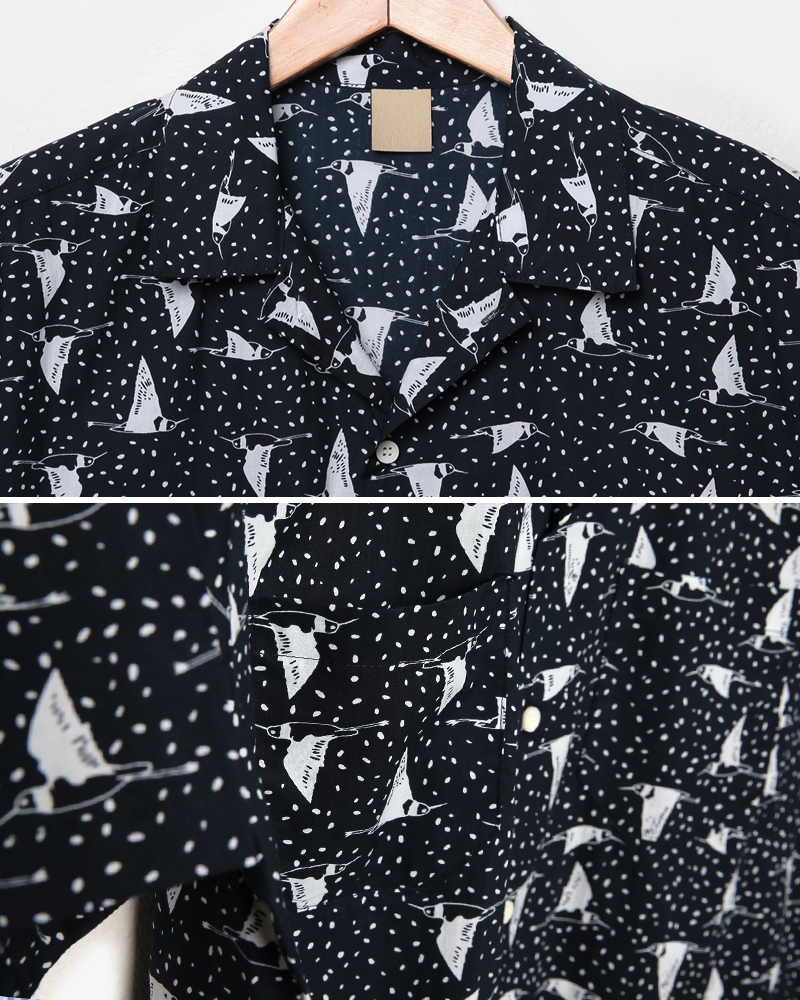 バードパターンオープンカラー半袖シャツ・全2色 | 詳細画像20