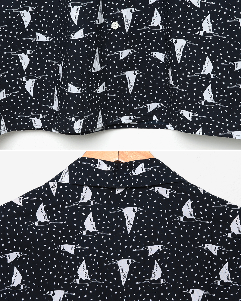 バードパターンオープンカラー半袖シャツ・全2色 | 詳細画像21