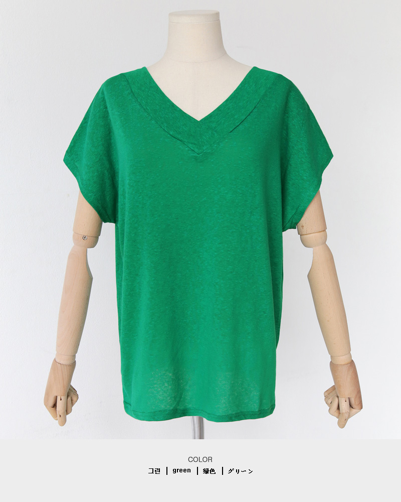 リネン混VネックショートスリーブTシャツ・全3色 | DHOLIC PLUS | 詳細画像27