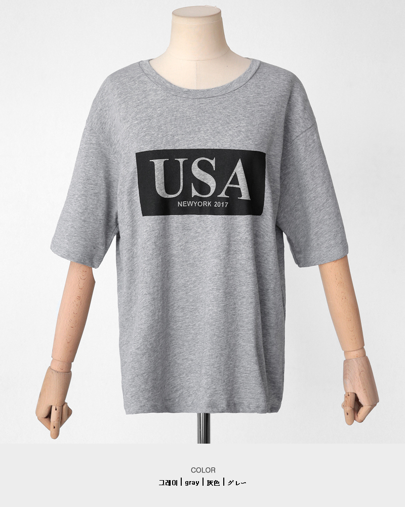 USAボックスロゴコットンTシャツ・全3色 | DHOLIC | 詳細画像27