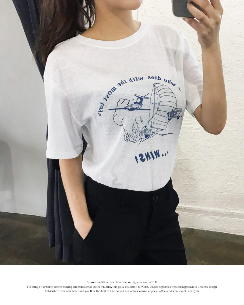 アンバランスヘムWINSプリントTシャツ・全3色 | DHOLIC | 詳細画像13