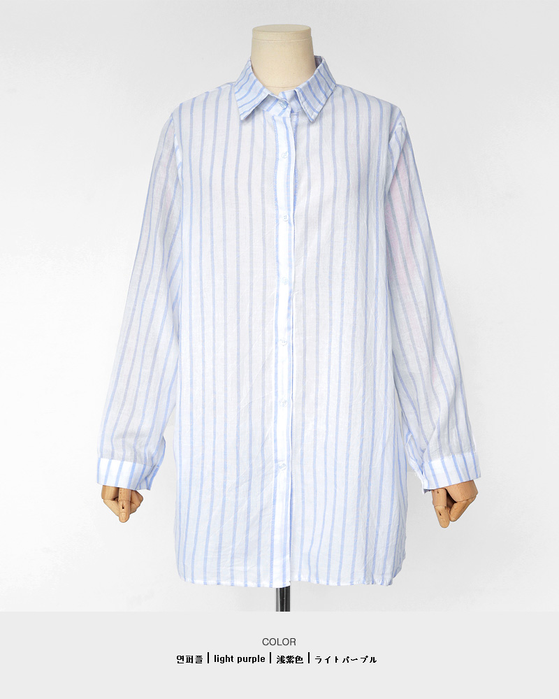 ミドル丈ストライプパターンシャツ・全3色 | DHOLIC PLUS | 詳細画像18