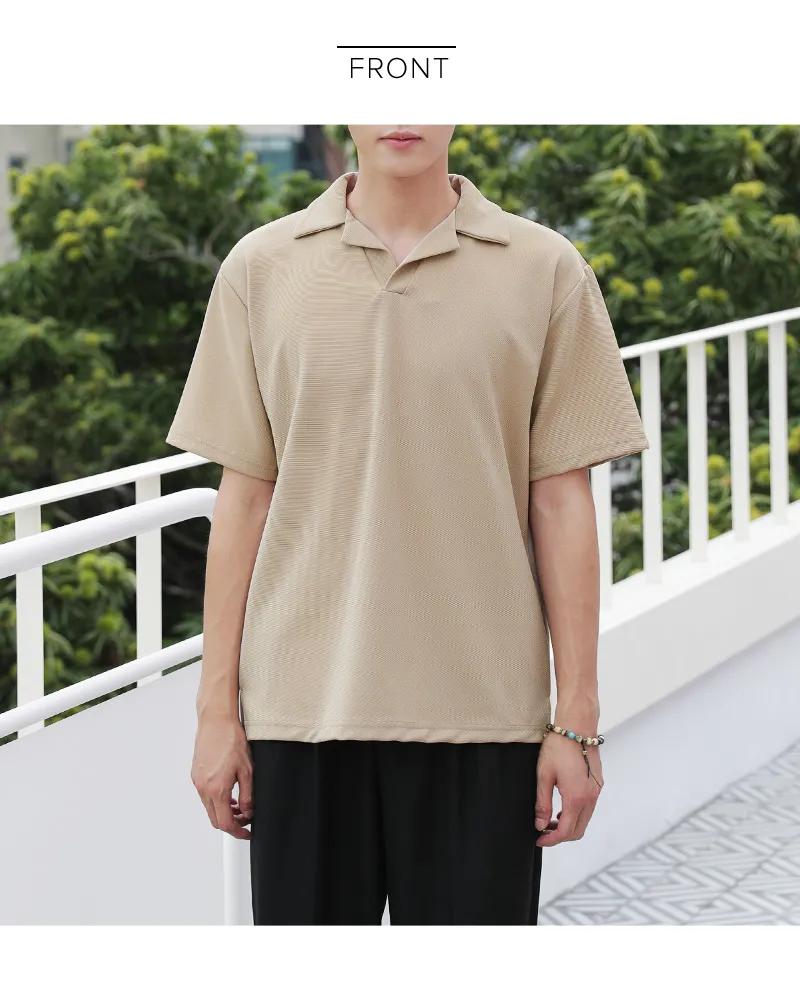 サイドスリットオープンカラー半袖Tシャツ・全3色 | 詳細画像21