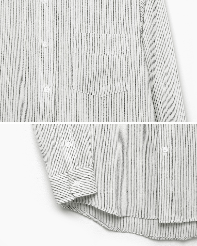 ヘアラインストライプワンポケットバンドカラーシャツ・全2色 | 詳細画像28