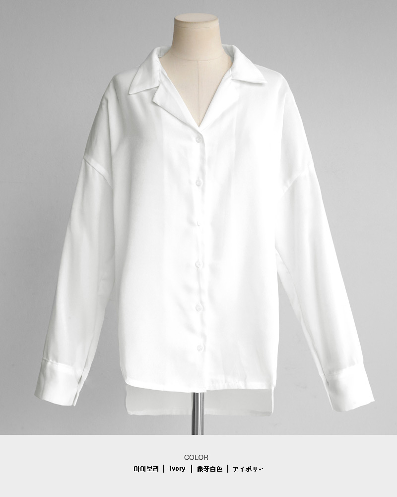 アンバランスヘムグロッシーオープンカラーシャツ・全5色 | DHOLIC | 詳細画像18
