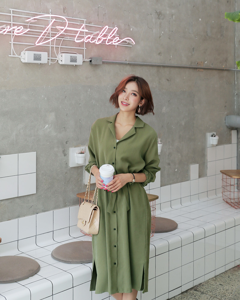 ストラップSETオープンカラーシャツワンピース・全4色 | DHOLIC PLUS | 詳細画像3