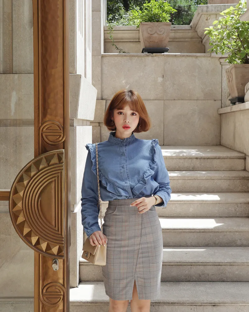 フロントスリットチェックペンシルスカート・全2色 | レディース  