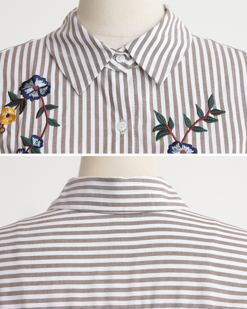フローラル刺繍ストライプシャツ・全2色 | DHOLIC | 詳細画像21