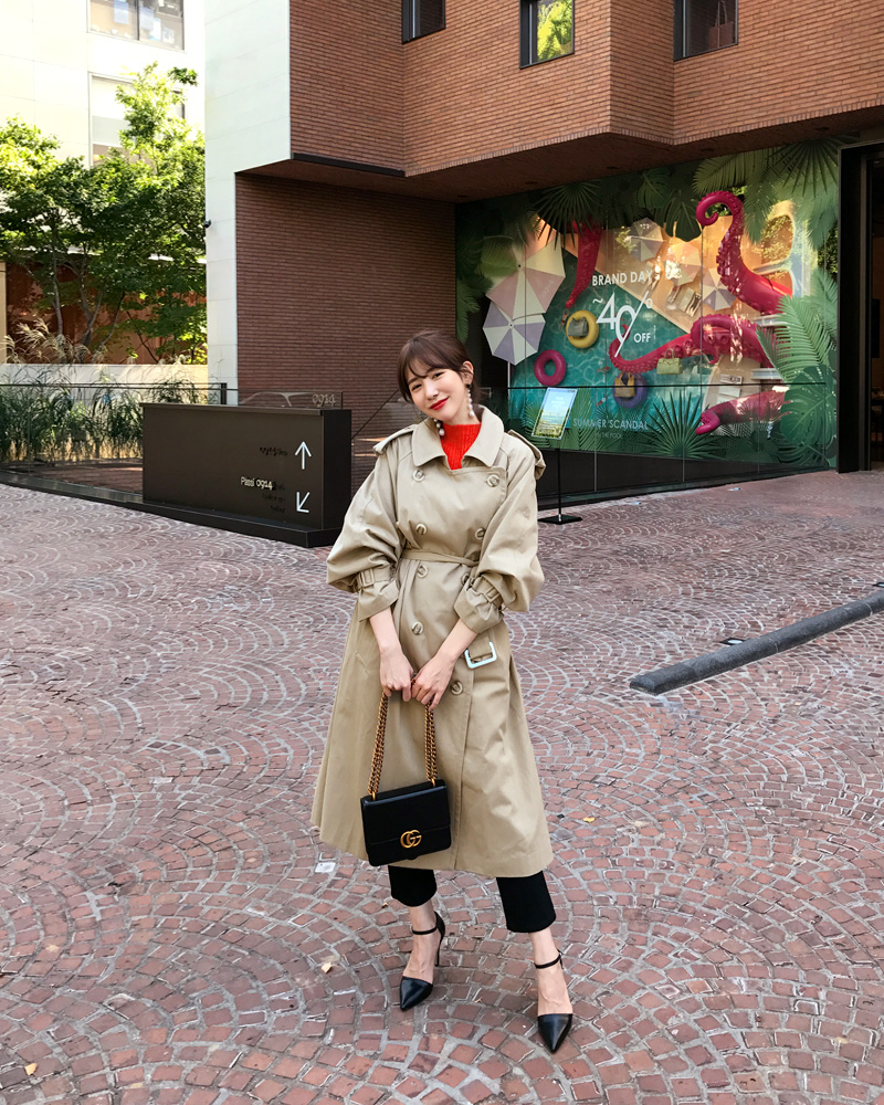 ベルトSETオーバーサイズダブルボタントレンチコート・全2色 | DHOLIC | 詳細画像3