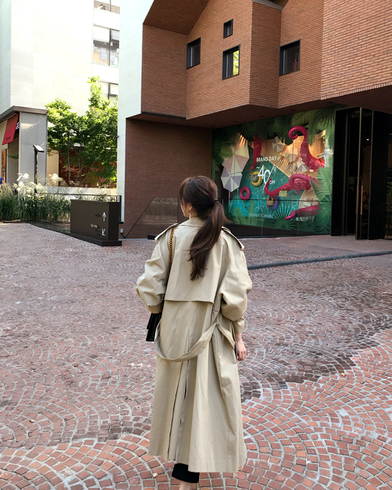 ベルトSETオーバーサイズダブルボタントレンチコート・全2色 | DHOLIC | 詳細画像8
