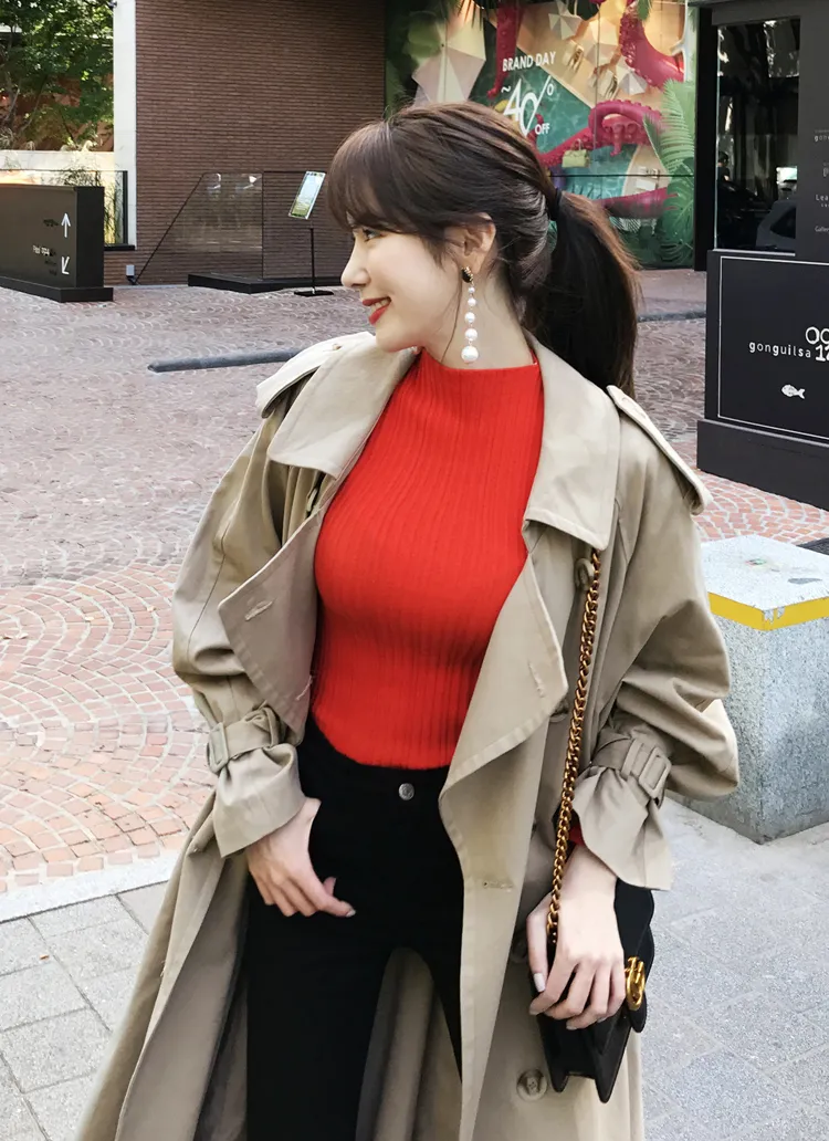 ベルトSETオーバーサイズダブルボタントレンチコート・全2色 | DHOLIC | 詳細画像1