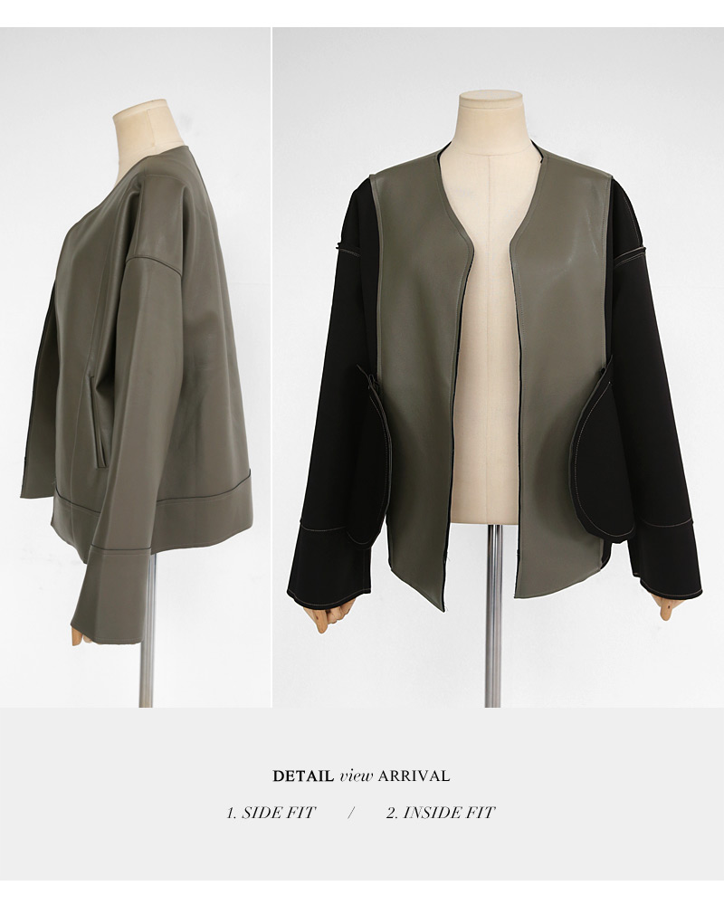 レザーライクオープンジャケット・全2色 | DHOLIC | 詳細画像19