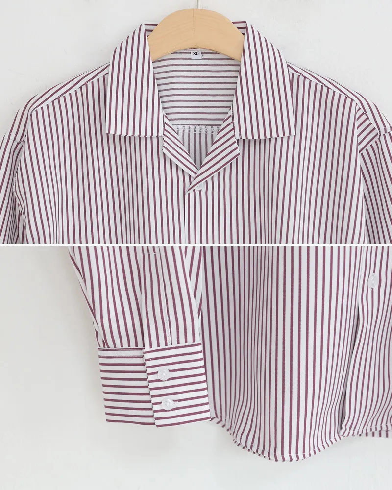 ストライプパターンオープンカラーシャツ・全2色 | 詳細画像26