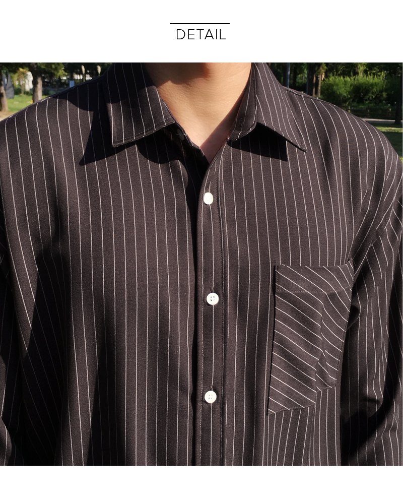 ピンストライプパターンワンポケットシャツ・全3色 | 詳細画像31