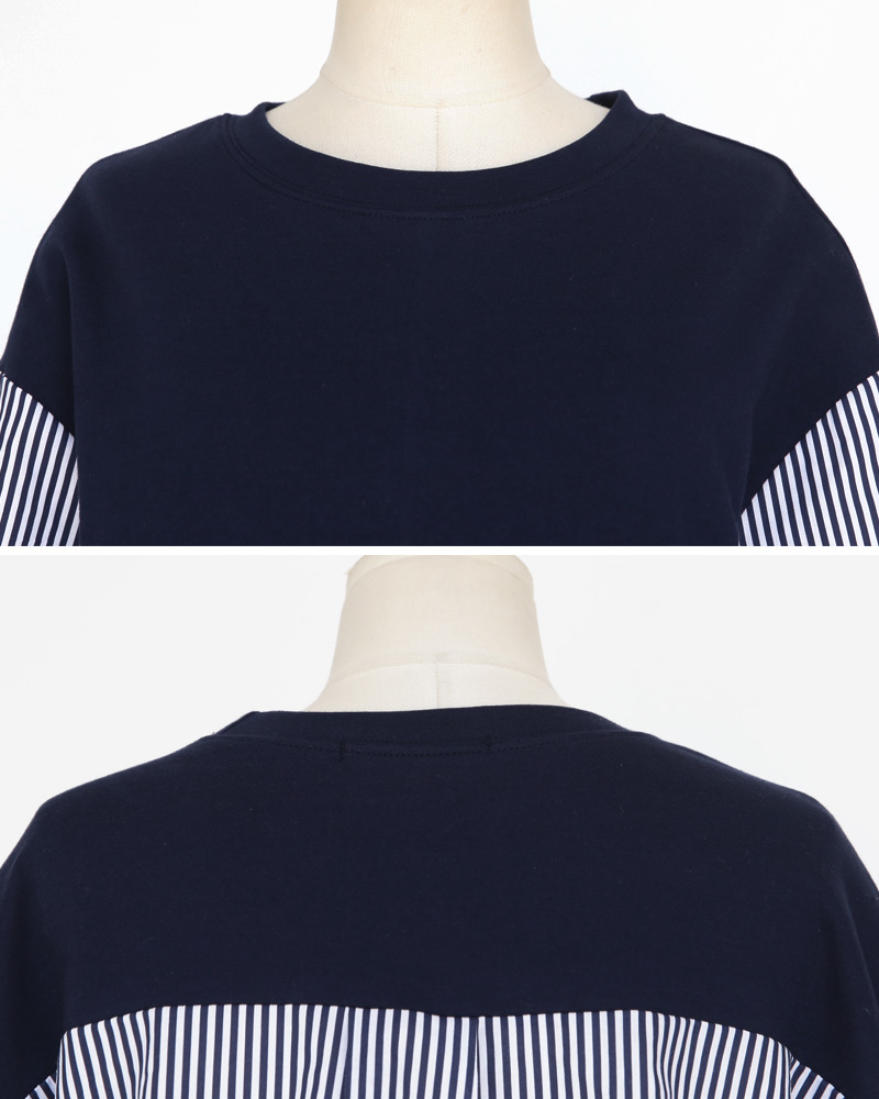 スリーブストラップSETストライプコントラストTシャツ・全2色 | DHOLIC PLUS | 詳細画像21