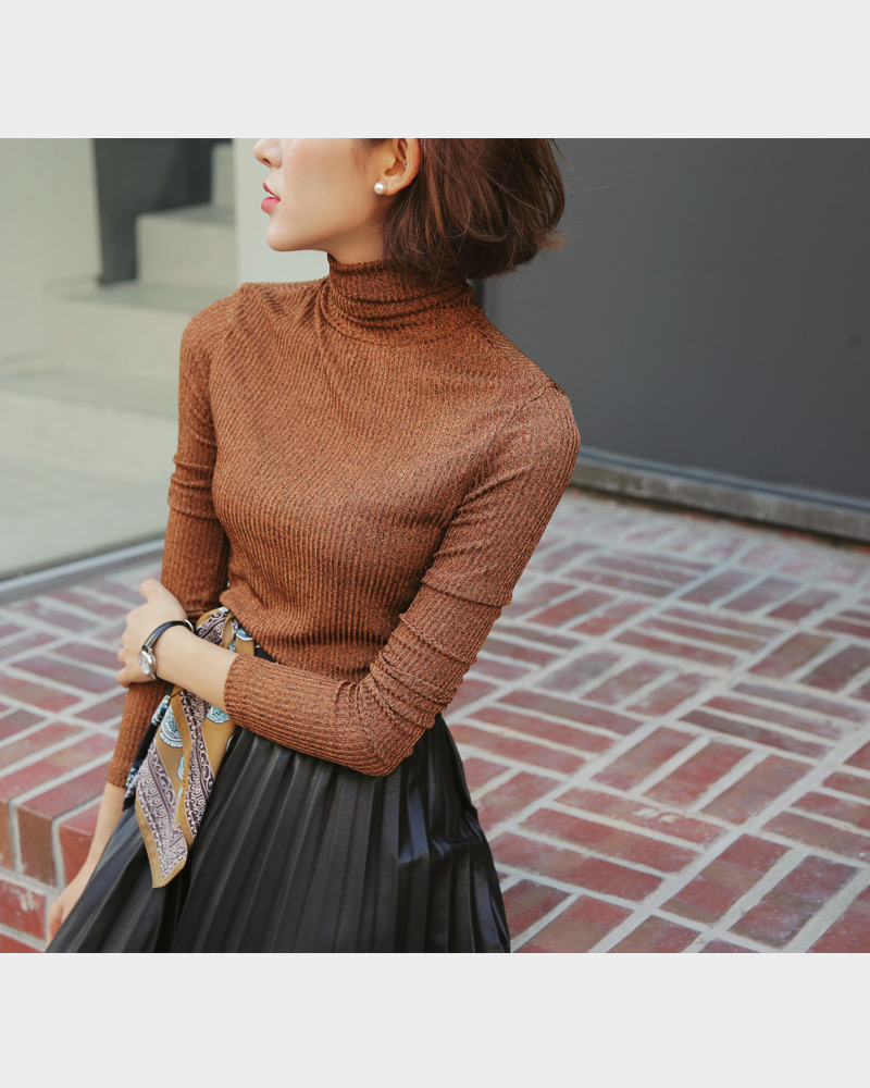 グリッタータートルネックTシャツ・全5色 | DHOLIC PLUS | 詳細画像3