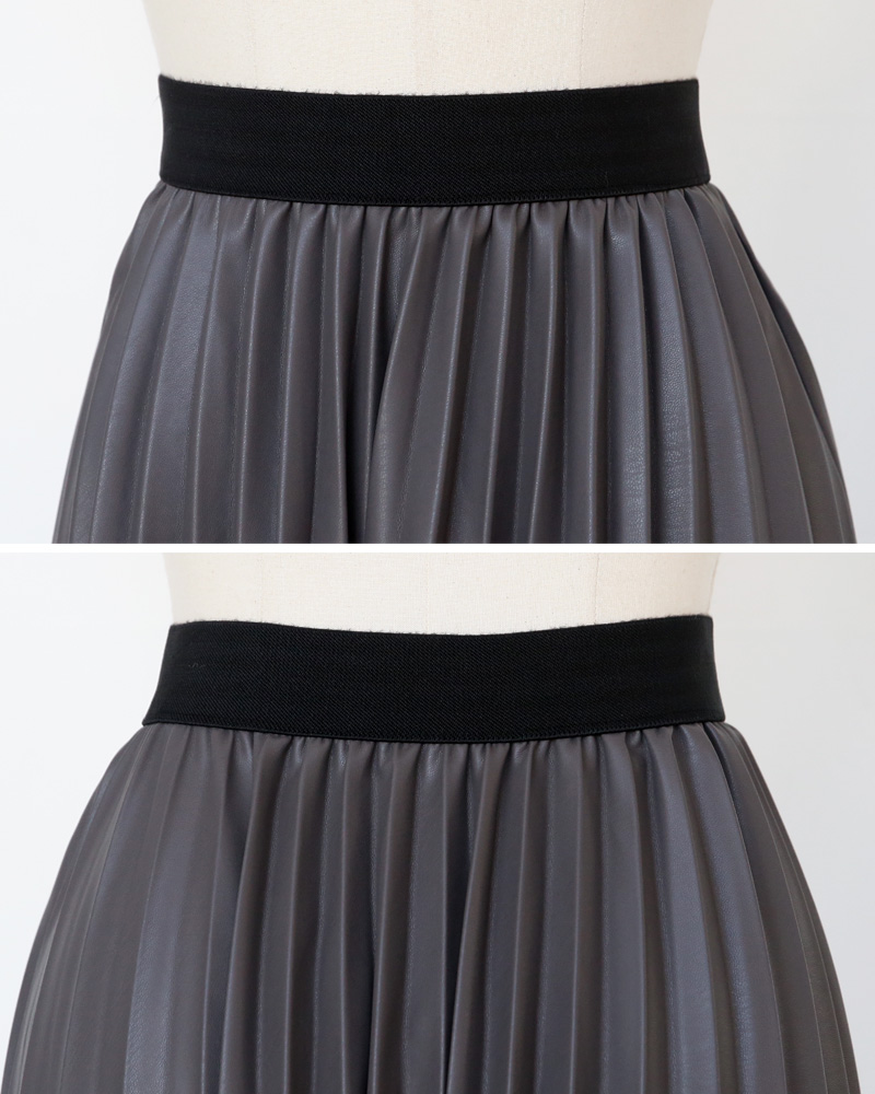 レザー調ウエストゴムプリーツスカート・全3色 | DHOLIC PLUS | 詳細画像30
