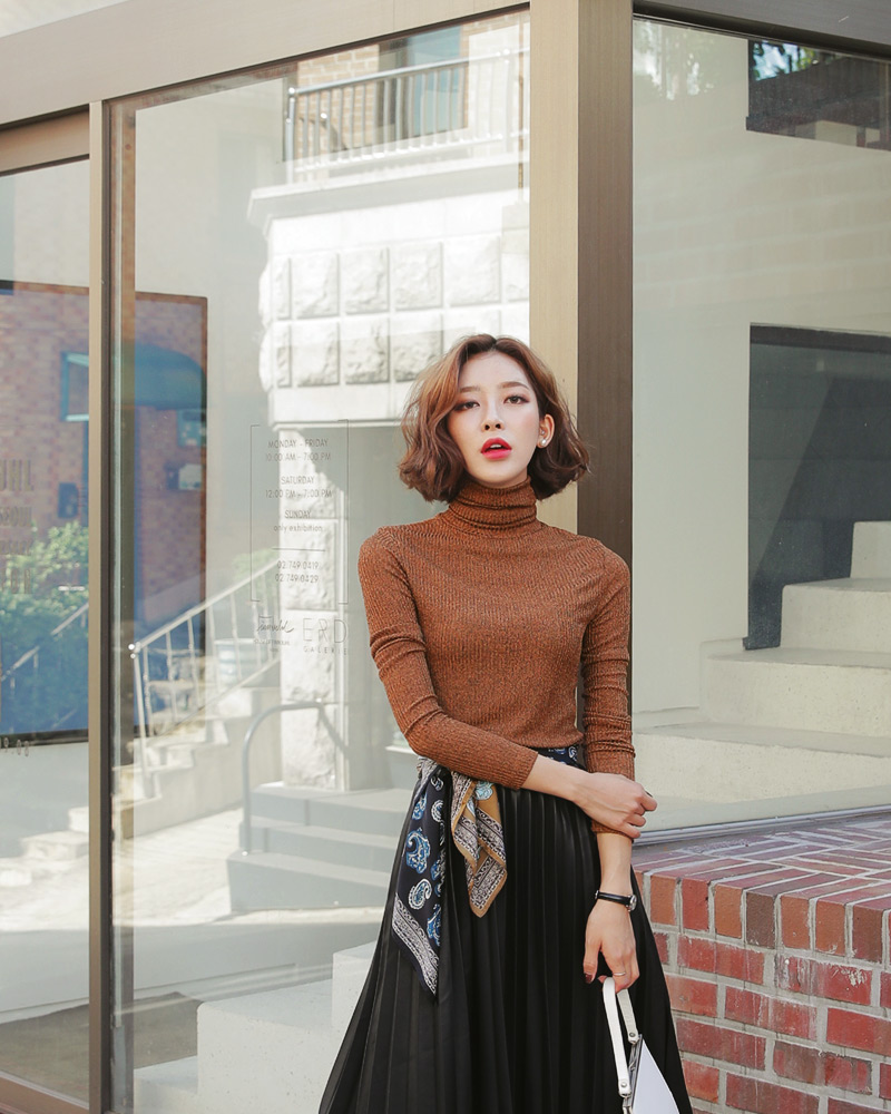 レザー調ウエストゴムプリーツスカート・全3色 | DHOLIC PLUS | 詳細画像9