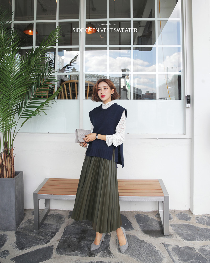 レザー調ウエストゴムプリーツスカート・全3色 | DHOLIC PLUS | 詳細画像15