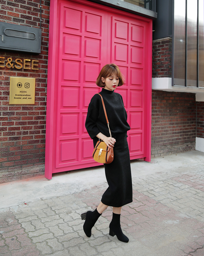 モックネックTシャツ&スリットタイトスカートSET・全2色 | DHOLIC | 詳細画像8