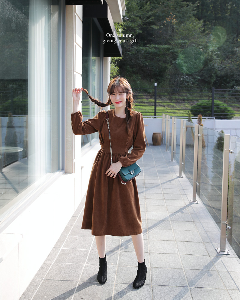 スエード調ウエストタイワンピース・全2色 | レディースファッション