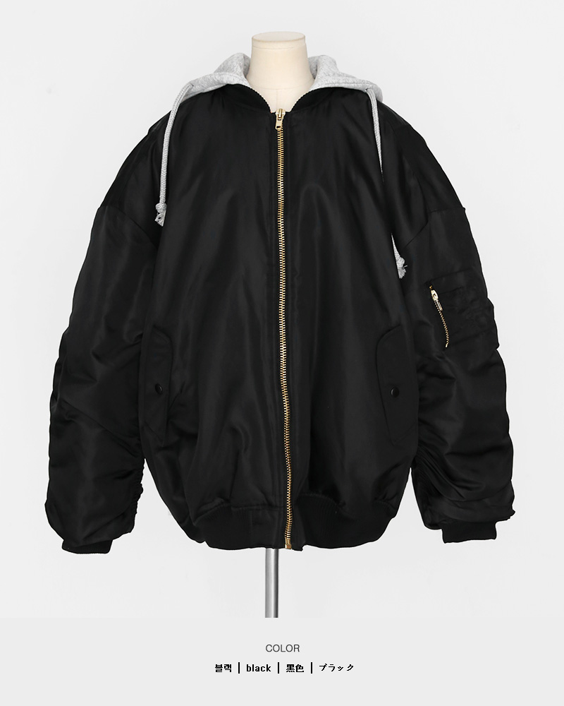 ギャザースリーブ中綿フードMA-1ジャケット・全2色 | DHOLIC | 詳細画像49