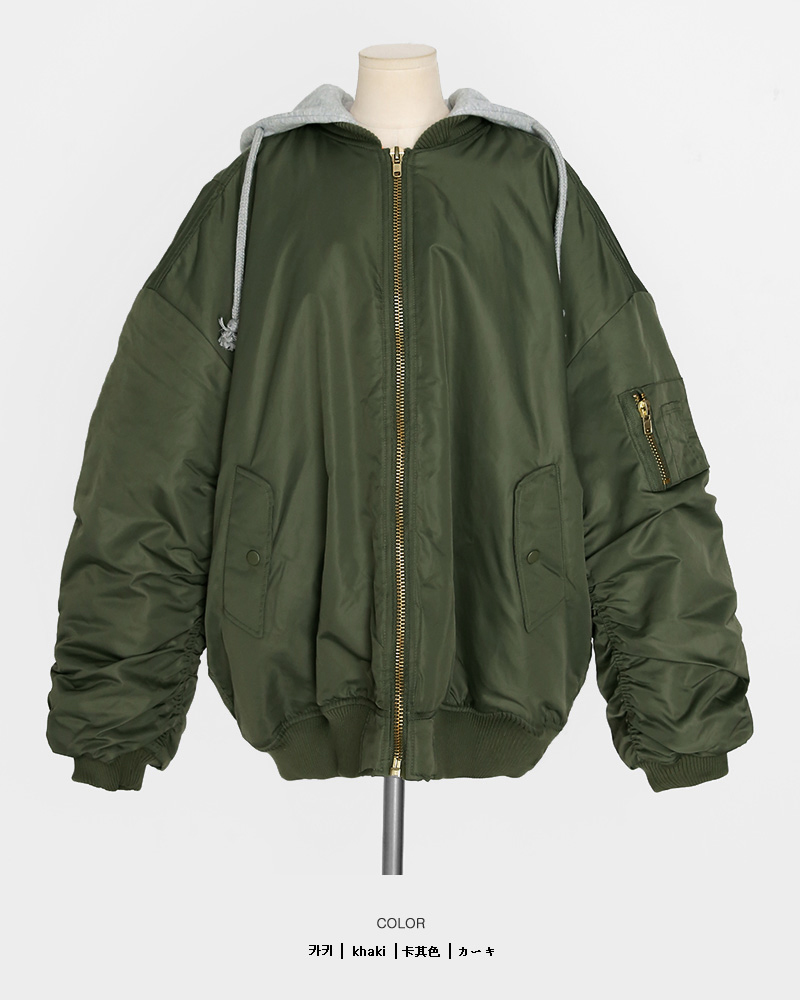 ギャザースリーブ中綿フードMA-1ジャケット・全2色 | DHOLIC | 詳細画像50