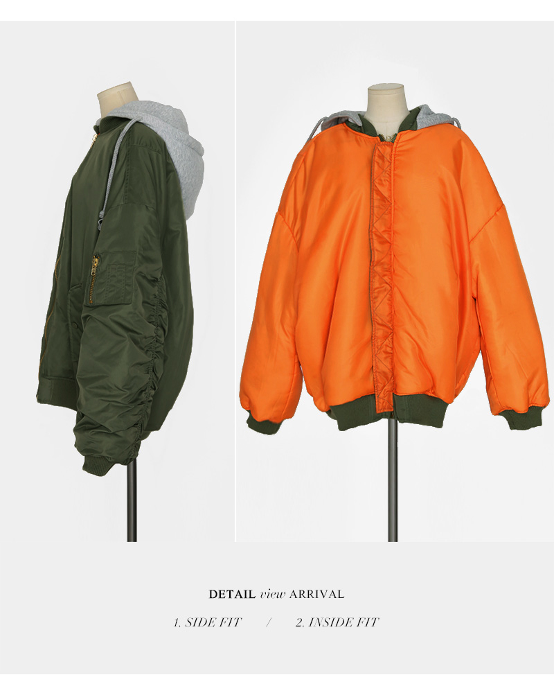 ギャザースリーブ中綿フードMA-1ジャケット・全2色 | DHOLIC | 詳細画像53