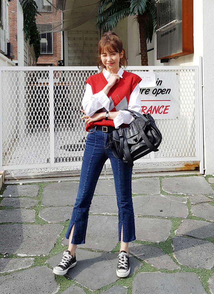フロントスリットブーツカットデニムパンツ・全2色 | レディース