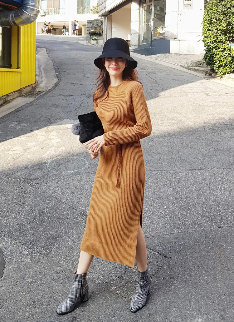 ベルトSETラグランリブニットワンピース・全2色 | DHOLIC | 詳細画像1