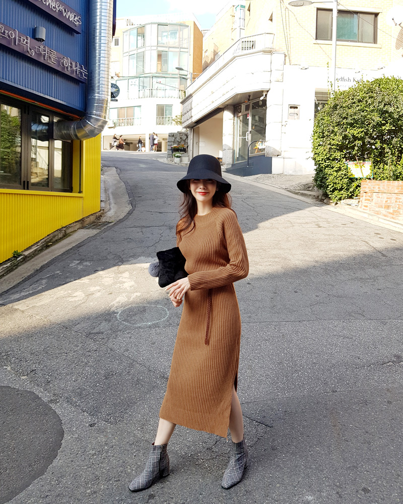 ベルトSETラグランリブニットワンピース・全2色 | DHOLIC | 詳細画像2