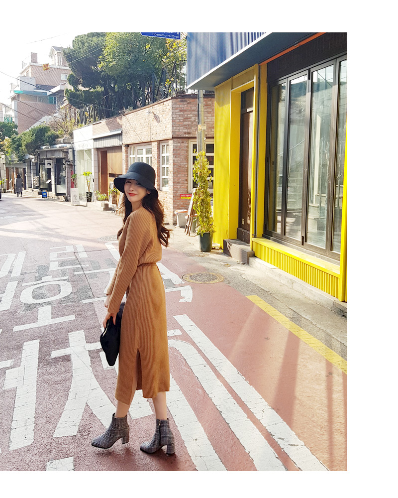 ベルトSETラグランリブニットワンピース・全2色 | DHOLIC | 詳細画像4