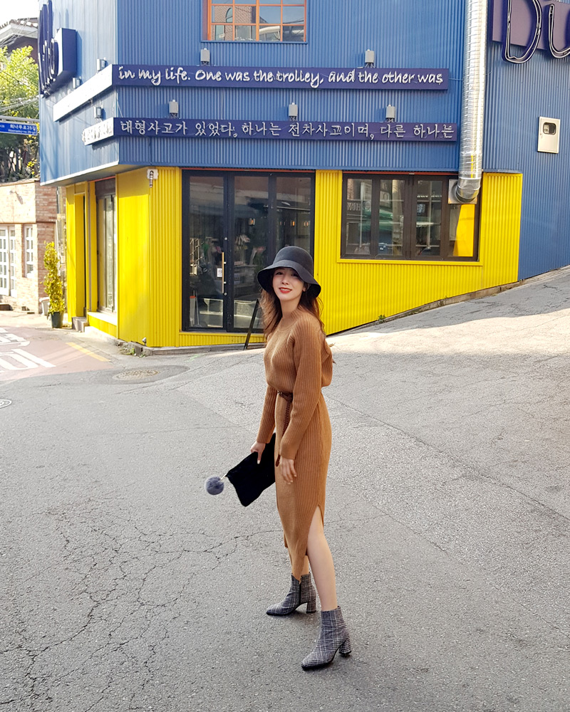 ベルトSETラグランリブニットワンピース・全2色 | DHOLIC | 詳細画像6