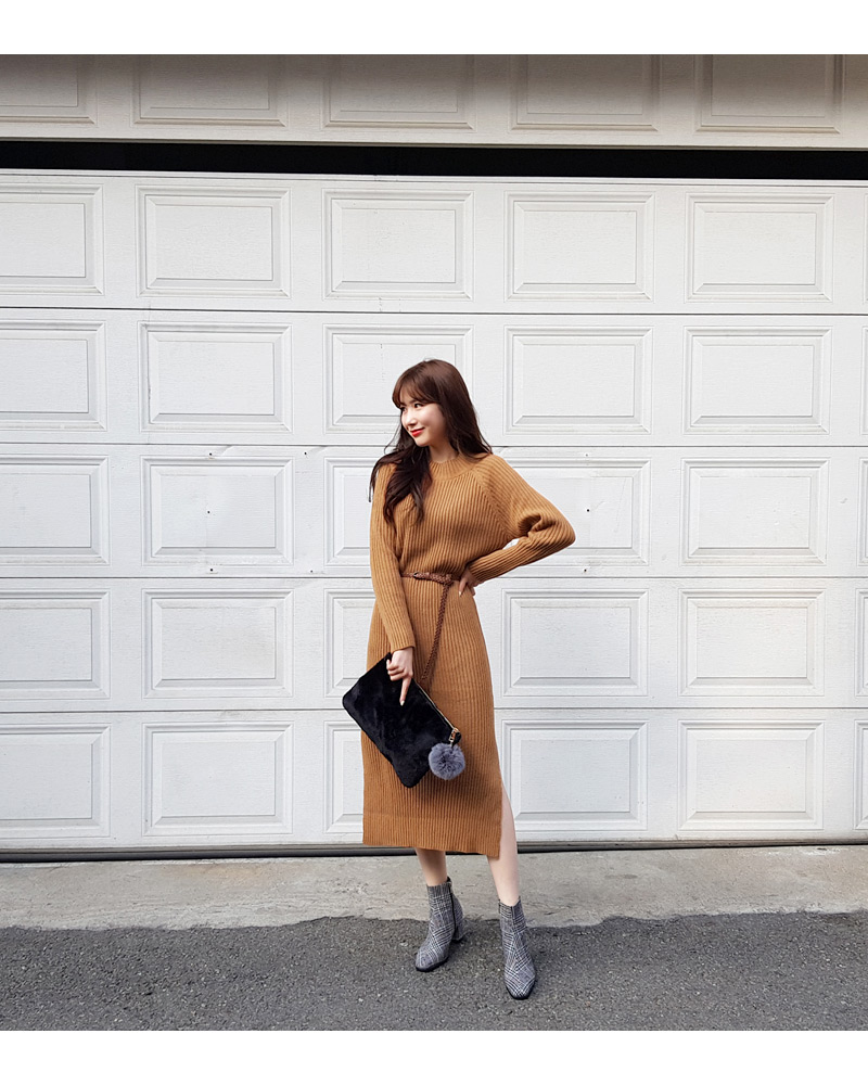 ベルトSETラグランリブニットワンピース・全2色 | DHOLIC | 詳細画像19