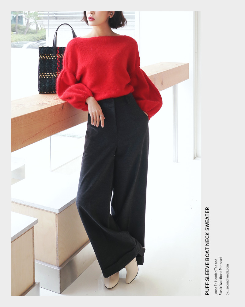 ボートネックパフスリーブ二ットプルオーバー・全4色 | DHOLIC PLUS | 詳細画像9