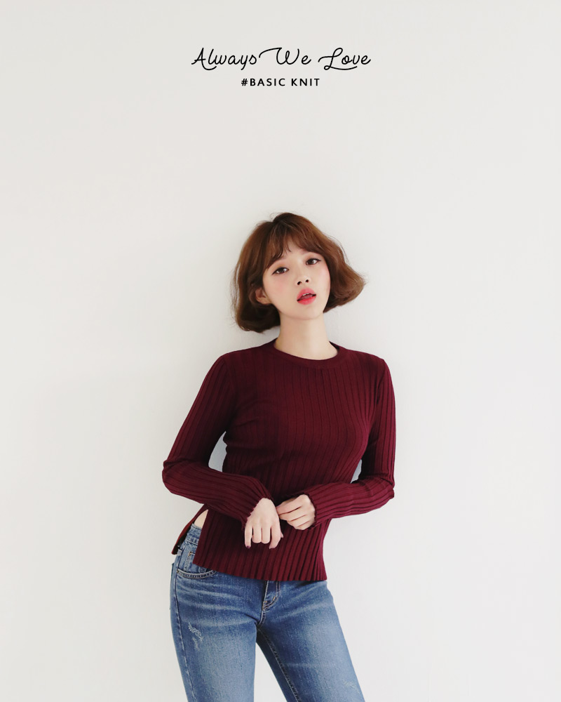 アンゴラ混スリットヘムリブニットTシャツ・全9色 | DHOLIC | 詳細画像2