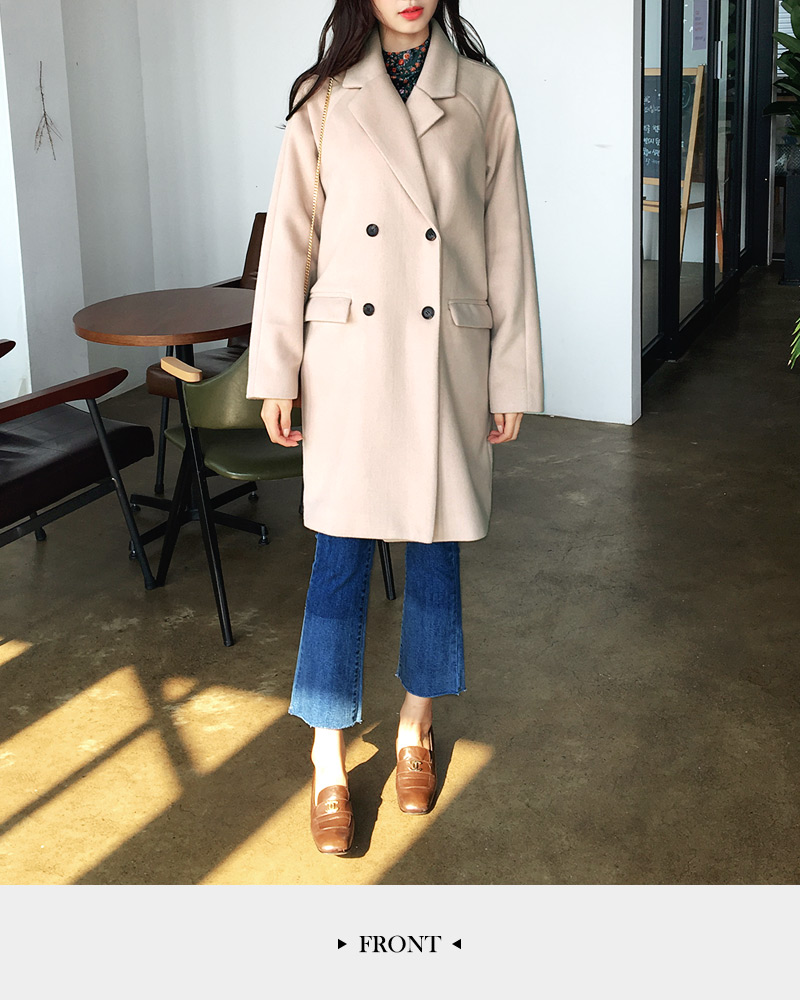 ラグランスリーブダブルボタンコート・全4色 | レディースファッション  