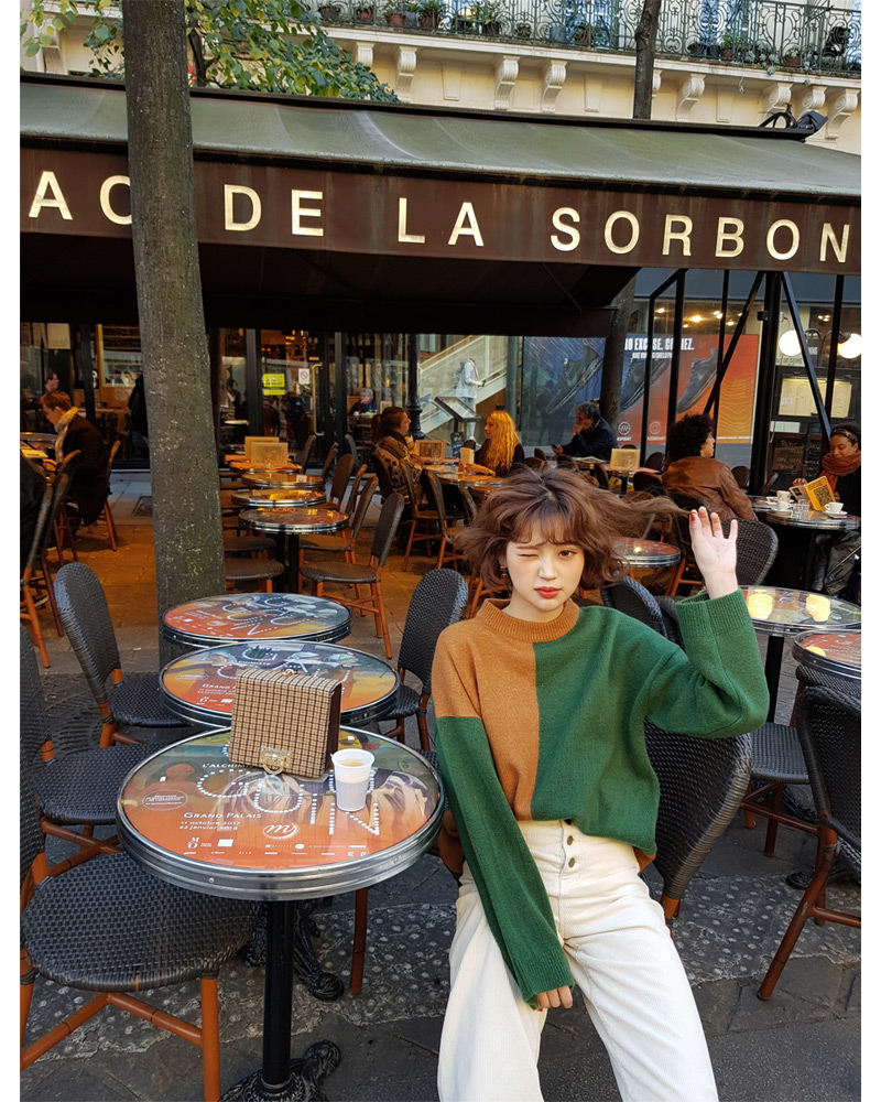 ♥Love in PARIS♥バイカラーラウンドネックニット・全3色 | DHOLIC | 詳細画像7