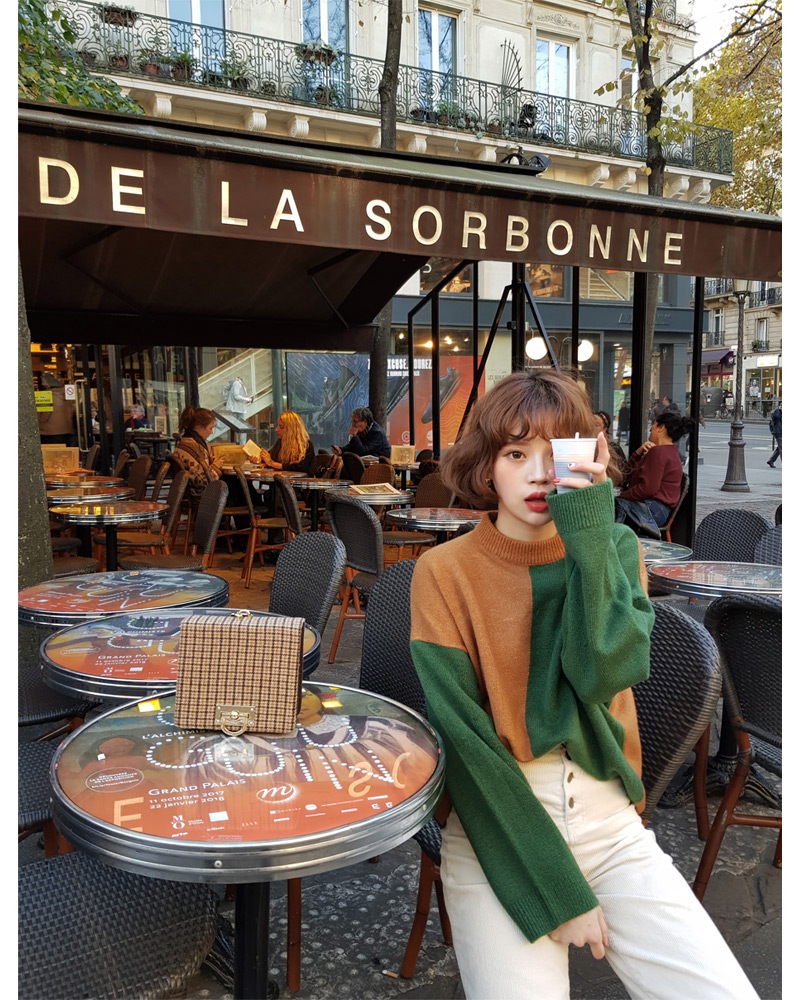 ♥Love in PARIS♥バイカラーラウンドネックニット・全3色 | DHOLIC | 詳細画像9