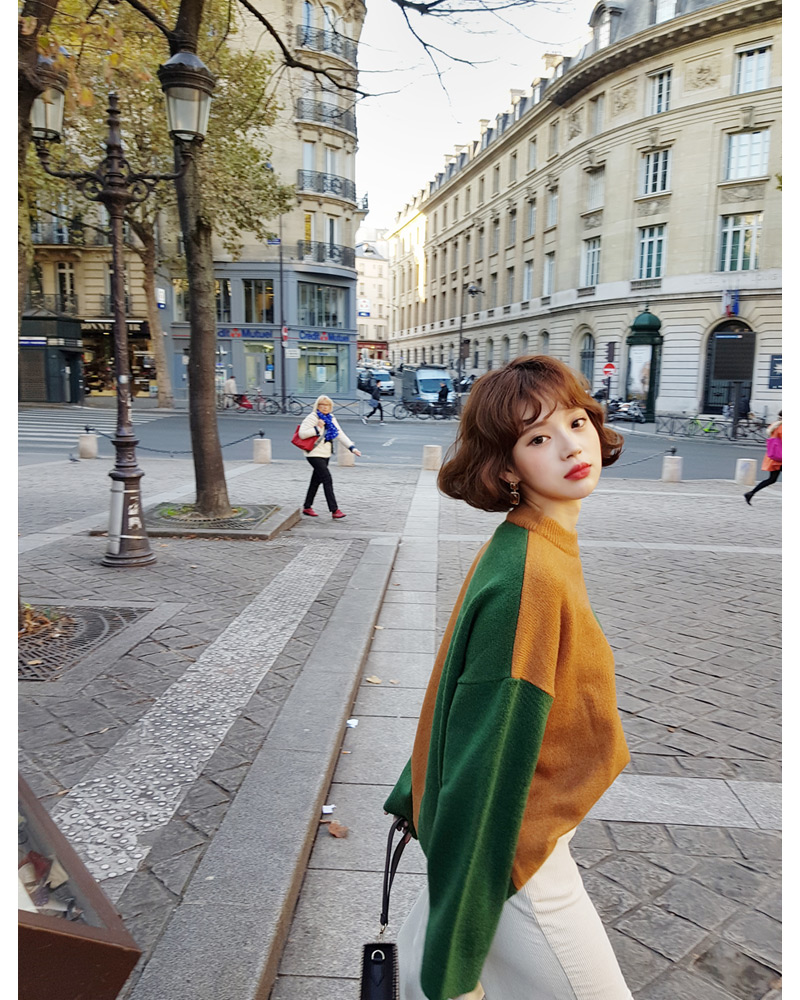 ♥Love in PARIS♥バイカラーラウンドネックニット・全3色 | DHOLIC | 詳細画像11