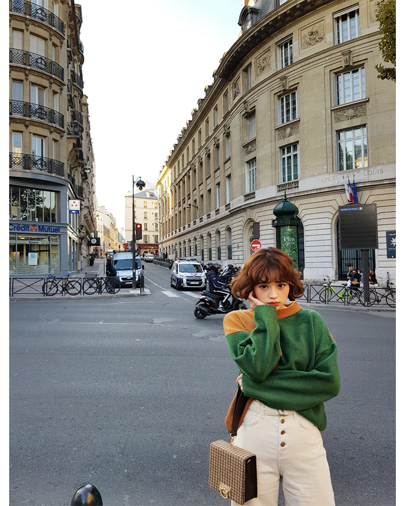 ♥Love in PARIS♥バイカラーラウンドネックニット・全3色 | DHOLIC | 詳細画像16