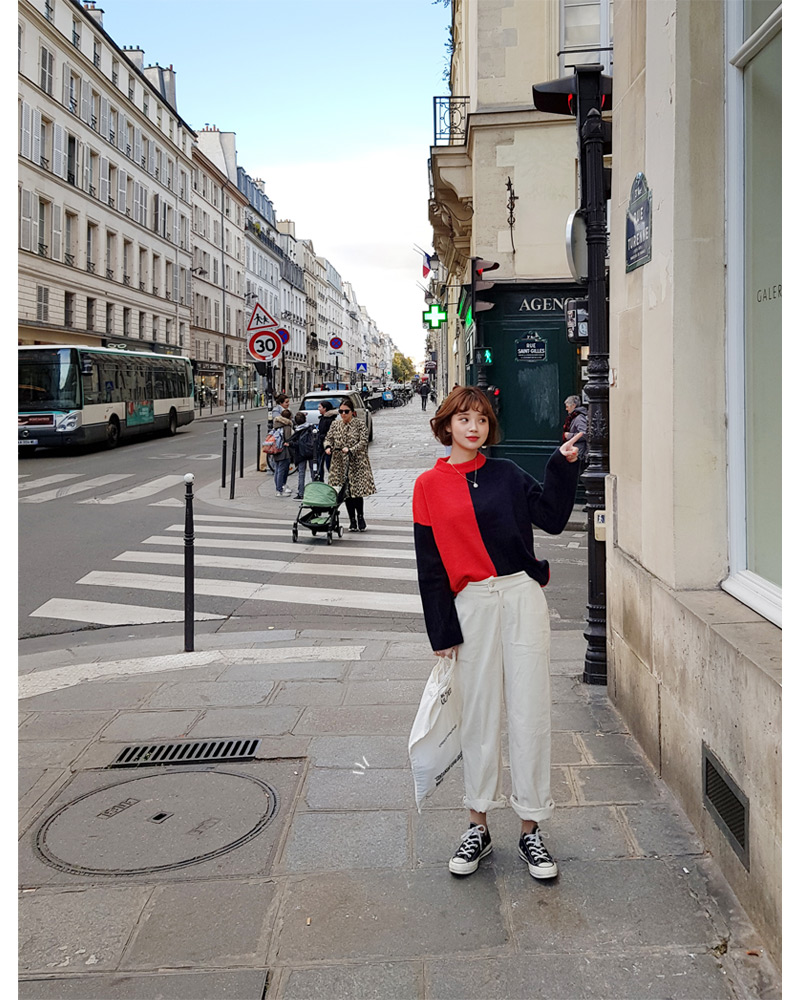 ♥Love in PARIS♥バイカラーラウンドネックニット・全3色 | DHOLIC | 詳細画像22