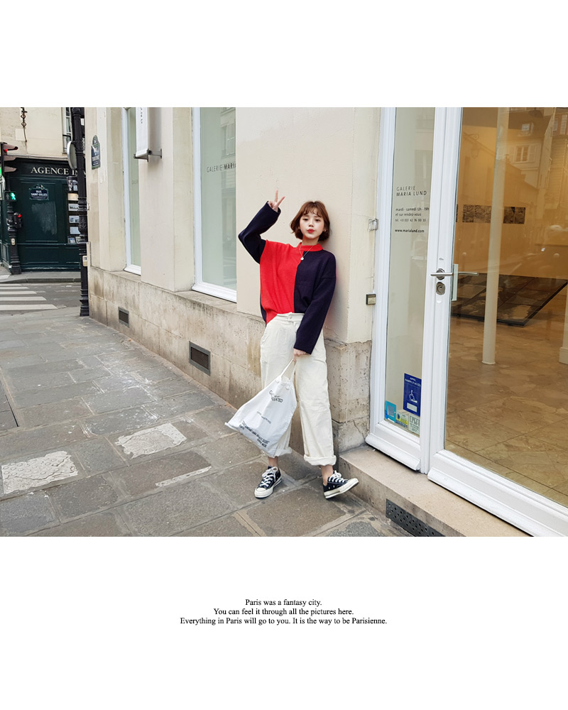 ♥Love in PARIS♥バイカラーラウンドネックニット・全3色 | DHOLIC | 詳細画像32