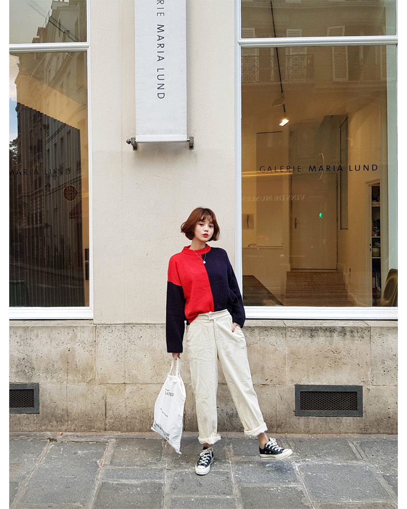 ♥Love in PARIS♥バイカラーラウンドネックニット・全3色 | DHOLIC | 詳細画像33